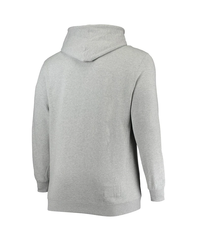 Men's Mitchell & Ness Heather Gray Chicago Bulls Hardwood Classics Big and Tall Throwback Pullover Hoodie