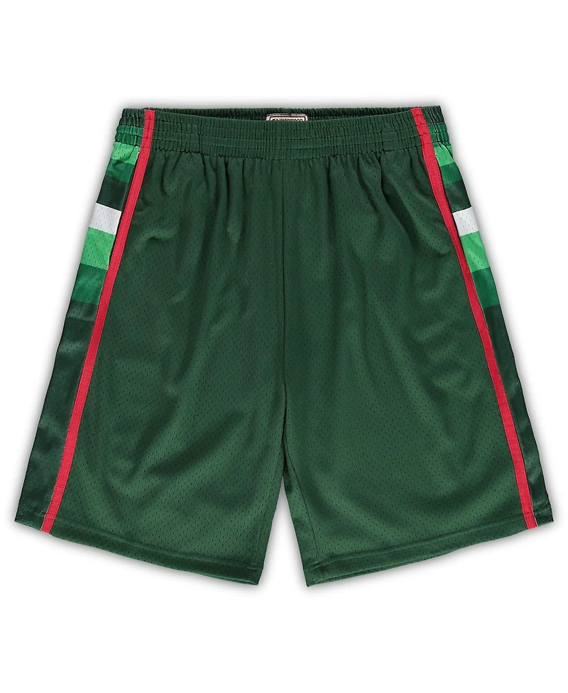 Men's Mitchell & Ness Hunter Green Milwaukee Bucks Big and Tall Hardwood Classics Team Swingman Shorts
