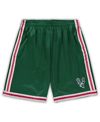 Men's Mitchell & Ness Green Milwaukee Bucks Big and Tall Hardwood Classics Team Swingman Shorts