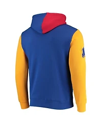 Men's Mitchell & Ness Royal San Francisco Warriors Hardwood Classics 75th Anniversary Colorblock Pullover Hoodie