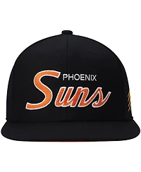 Men's Mitchell & Ness Black Phoenix Suns Hardwood Classics Script 2.0 Snapback Hat