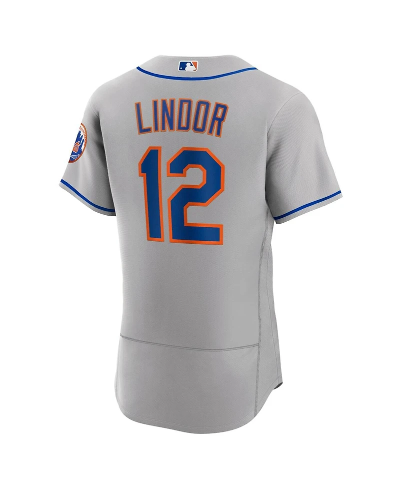 Men's Nike Francisco Lindor Gray New York Mets Road Authentic Player Jersey