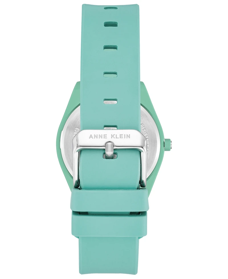 Anne Klein Women's Pastel Green Solar Ocean Work Plastic Metal Watch, 38.5mm
