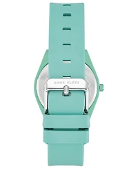 Anne Klein Women's Pastel Green Solar Ocean Work Plastic Metal Watch, 38.5mm