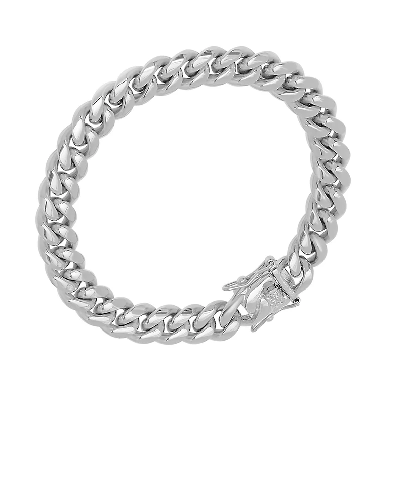 Steeltime Men's Stainless Steel Miami Cuban Chain Link Style Bracelet with 10mm Box Clasp Bracelet