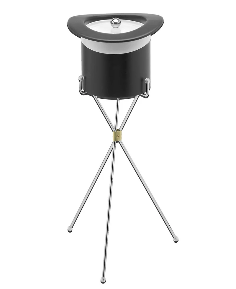 Top Hat Acrylic Cover Ice Bucket with Metal Stand and Chrome Band, 3 Quart
