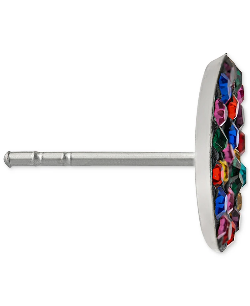 Giani Bernini Crystal Rainbow Peace Sign Stud Earrings in Sterling Silver, Created for Macy's