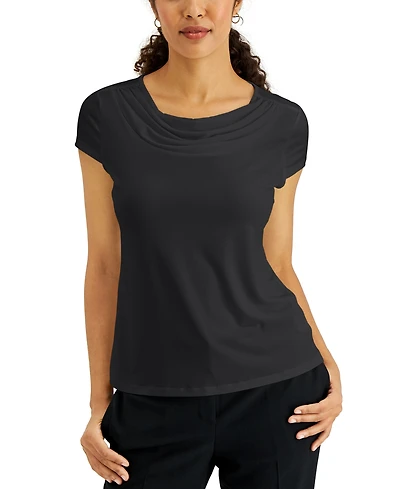 Kasper Women's Cowl Neck Cap Sleeve Top, Regular & Petites