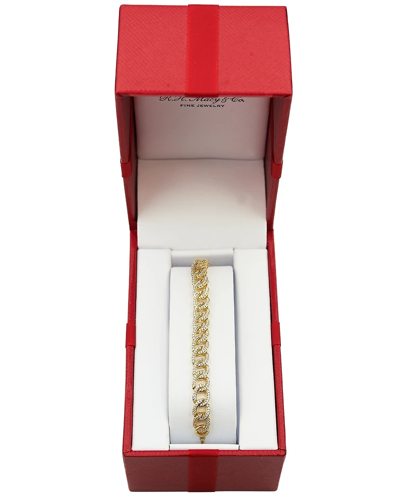 Wrapped Diamond Large Link Bolo Bracelet (1/2 ct. t.w.) Sterling Silver or 14k Gold-Plated Silver, Created for Macy's
