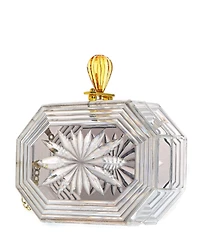 Women's Perfume Bottle Clear Flower Cut Acrylic Box Clutch