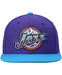 Men's Mitchell & Ness Purple and Turquoise Utah Jazz Hardwood Classics Team Two-Tone 2.0 Snapback Hat