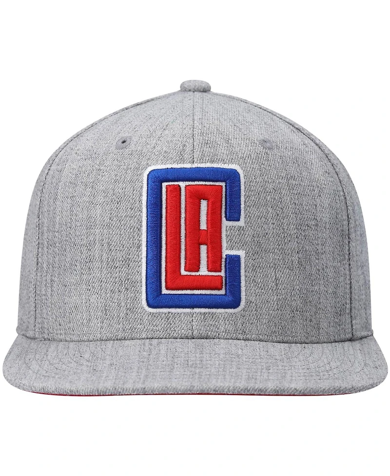 Men's Mitchell & Ness Heathered Gray La Clippers 2.0 Snapback Hat