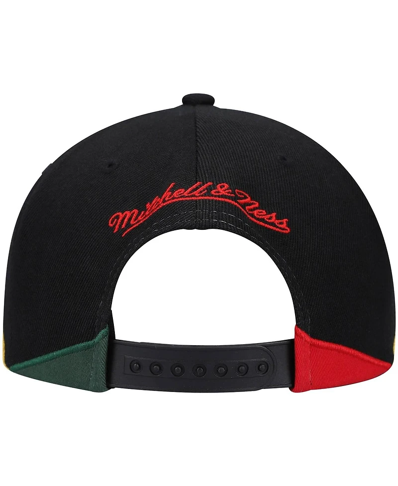 Men's Mitchell & Ness Black Philadelphia 76ers Black History Month Snapback Hat