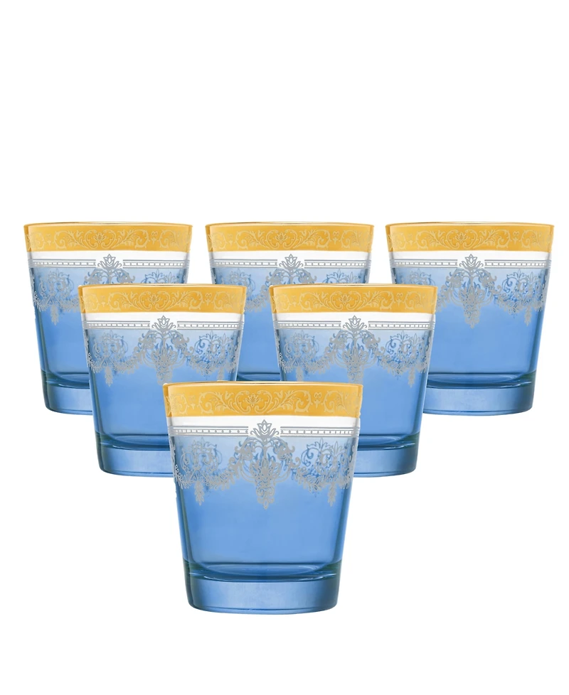 Lorren Home Trends Double Old Fashion 6 Piece Gold Band Glass Set