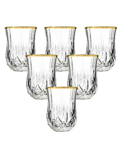 Opera Gold Collection 6 Piece Crystal Shot Glass with Gold Rim Set