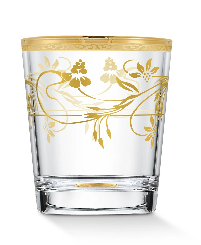 Lorren Home Trends 4 Piece Rosalia Flower Double Old Fashion Set