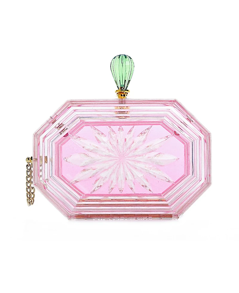 Women's Perfume Bottle Clear Flower Cut Acrylic Clutch
