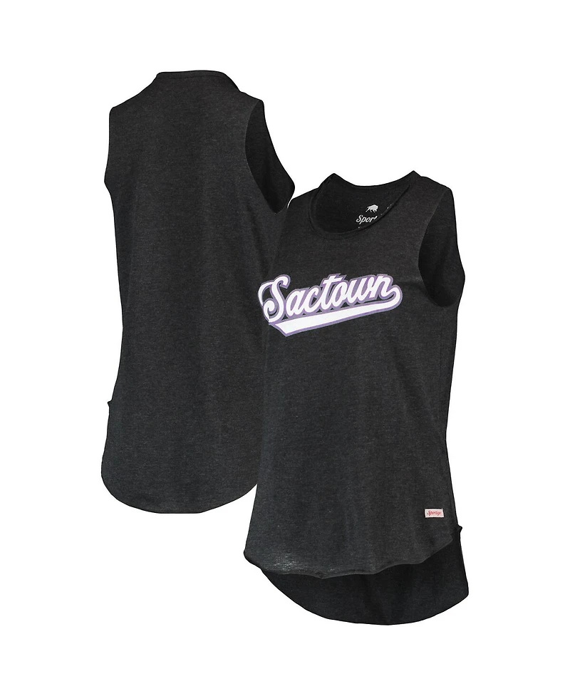 Women's Sportiqe Black Sacramento Kings Sactown Janie Tri-Blend Tank Top