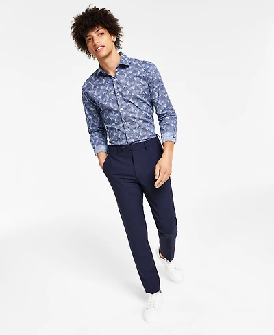 Bar Iii Men's Skinny Fit Wrinkle-Resistant Wool-Blend Suit Separate Pant, Created for Macy's - Close Out!