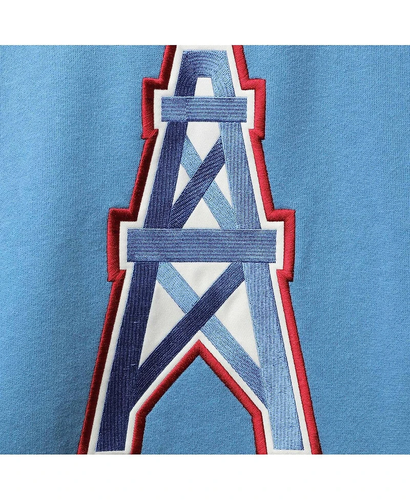 Men's '47 Powder Blue, Red Houston Oilers Lacer V-Neck Pullover Hoodie