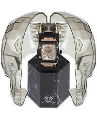 Philipp Plein Men's Automatic The $keleton Black Silicone Strap Watch 44mm