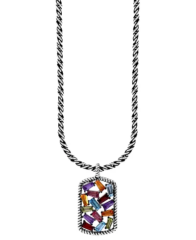 Effy Multi-Gemstone Scattered Cluster 18" Pendant Necklace (2-1/20 ct. t.w.) in Sterling Silver