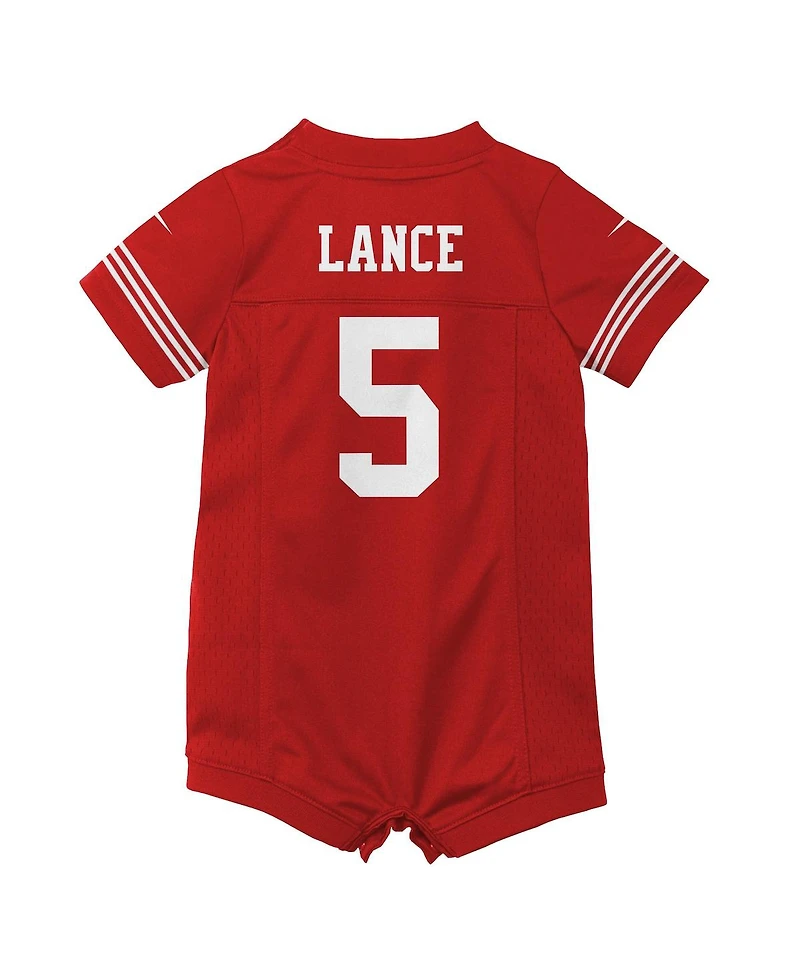 Infant Girls and Boys Nike Trey Lance Scarlet San Francisco 49ers Romper Game Jersey