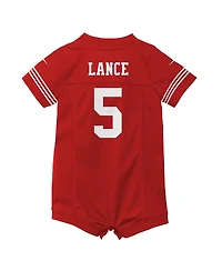 Infant Girls and Boys Nike Trey Lance Scarlet San Francisco 49ers Romper Game Jersey