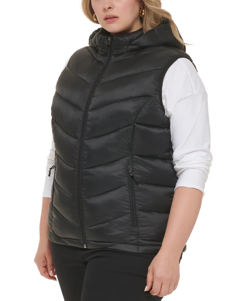 Charter Club Plus Size Packable Hooded Puffer Vest, Created for Macy's