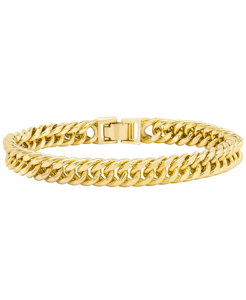 Men's Double Curb Link Bracelet in 10k Gold
