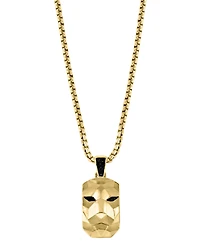 Effy Men's Black Spinel Lion Dog Tag 22" Pendant Necklace in 14k Gold-Plated Sterling Silver & Black Rhodium