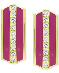 Giani Bernini Cubic Zirconia & Enamel Hoop Earrings, Created for Macy's