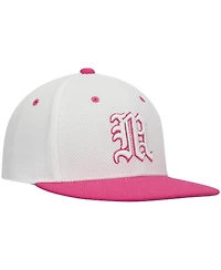 Men's adidas White and Pink Miami Hurricanes On-Field Baseball Fitted Hat