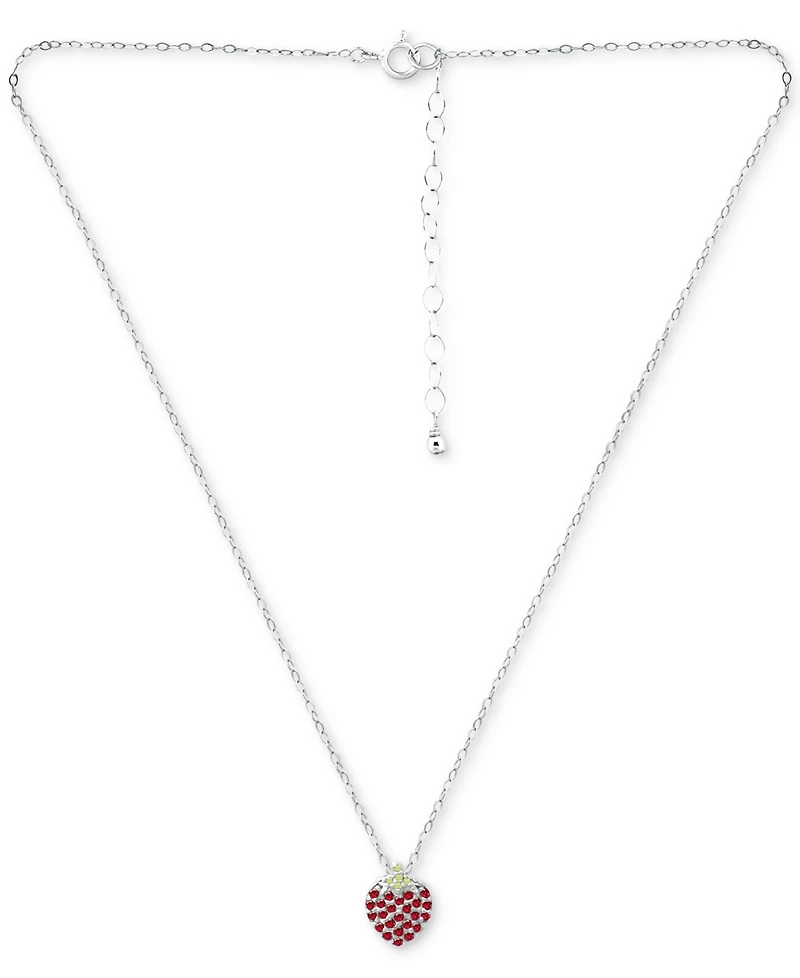 Giani Bernini Lab-Grown Ruby (1/4 ct. t.w.) & Cubic Zirconia Strawberry Pendant Necklace, 16" + 2" extender, Created for Macy's