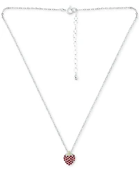 Giani Bernini Lab-Grown Ruby (1/4 ct. t.w.) & Cubic Zirconia Strawberry Pendant Necklace, 16" + 2" extender, Created for Macy's