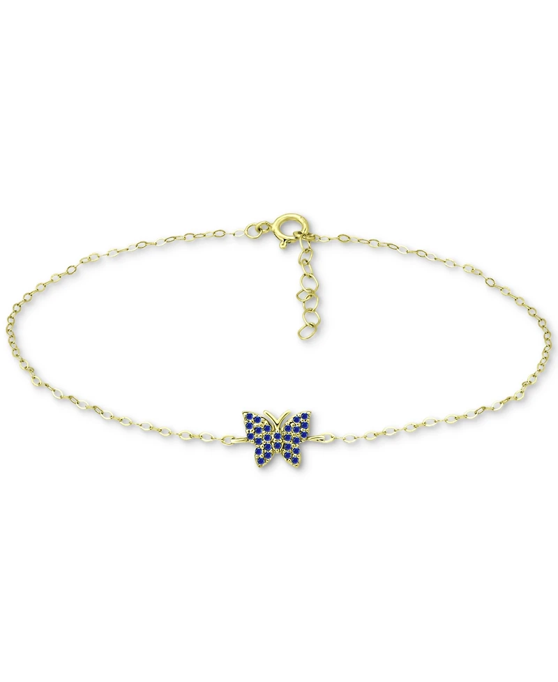 Giani Bernini Blue Cubic Zirconia Butterfly Ankle Bracelet, Created for Macy's