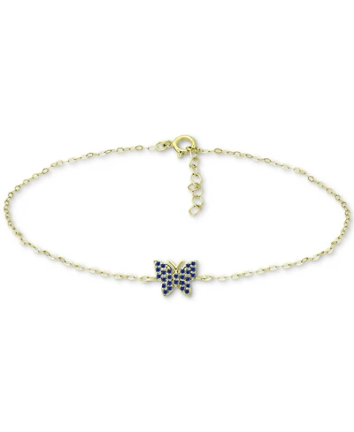 Giani Bernini Blue Cubic Zirconia Butterfly Ankle Bracelet, Created for Macy's