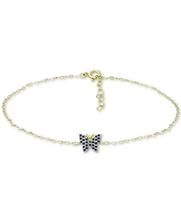 Giani Bernini Blue Cubic Zirconia Butterfly Ankle Bracelet, Created for Macy's