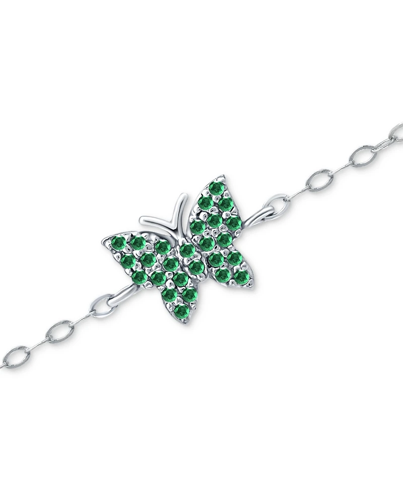 Giani Bernini Green Cubic Zirconia Butterfly Ankle Bracelet, Created for Macy's