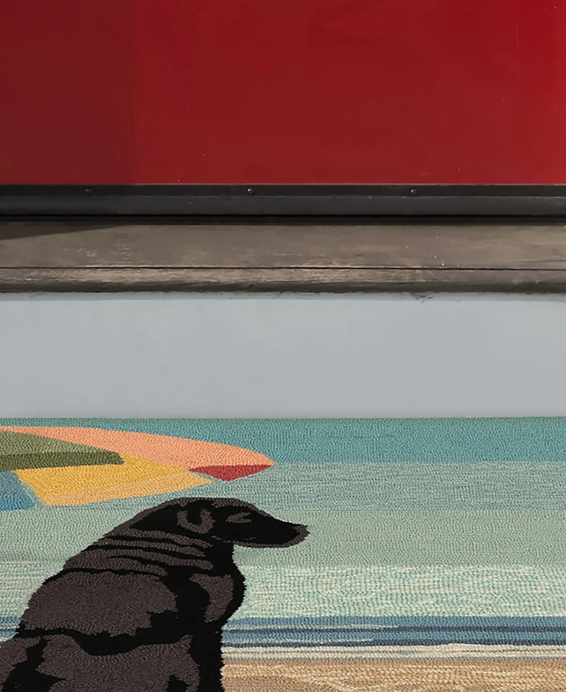 Liora Manne' Frontporch Parasol and Pup 2'6" x 4' Outdoor Area Rug