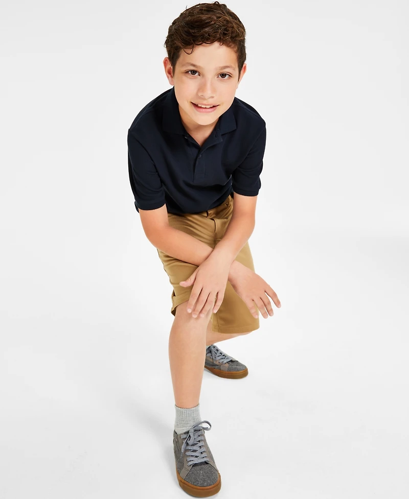 Nautica Big Boys Uniform Stretch Double Pique Polo