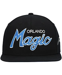 Men's Mitchell & Ness Black Orlando Magic Hardwood Classics Script 2.0 Snapback Hat