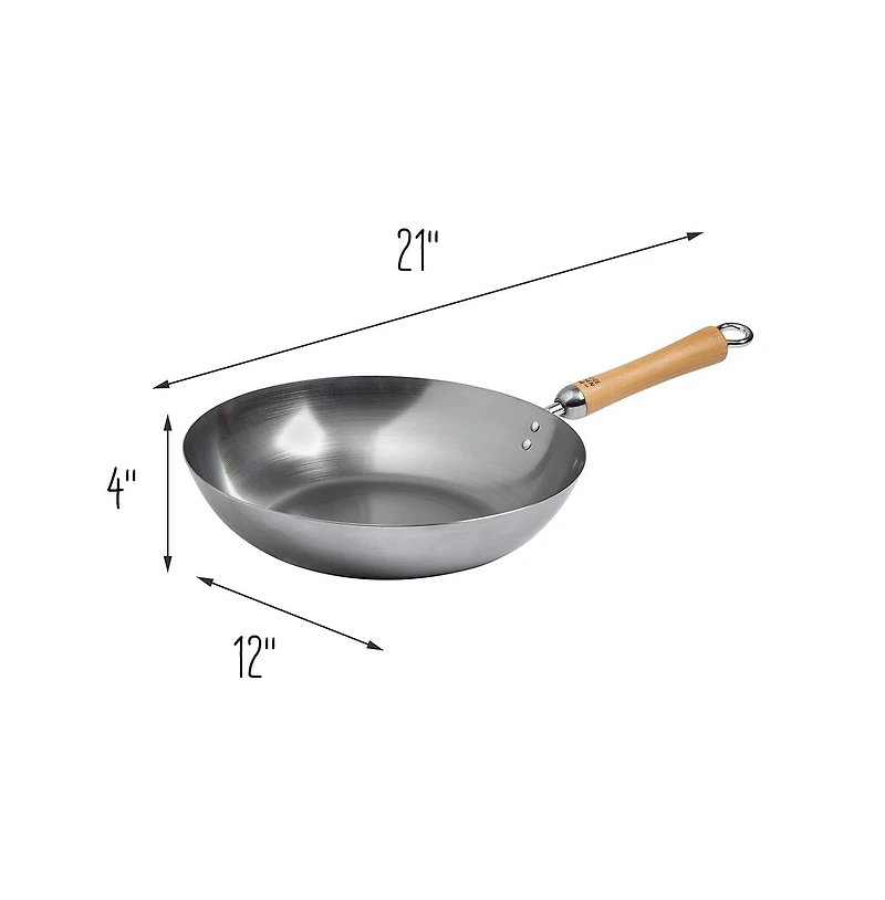 Joyce Chen Classic Series Carbon Steel Stir Fry Pan with Birch Handle, 12"