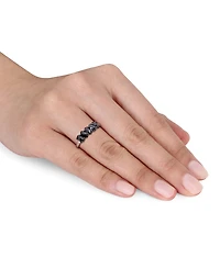 Black Diamond Oval Anniversary Ring (1-1/4 ct. t.w.) 10k White Gold