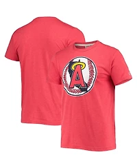 Men's Homage Red Los Angeles Angels Hand-Drawn Logo Tri-Blend T-shirt