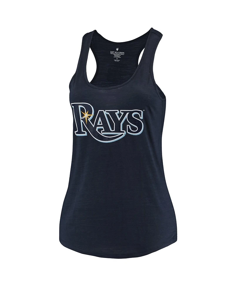 Women's Soft As A Grape Navy Tampa Bay Rays Plus Size Swing for the Fences Racerback Tank Top