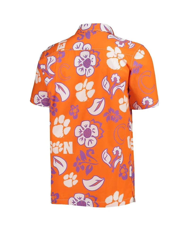 Men's Wes & Willy Orange Clemson Tigers Floral Button-Up Shirt