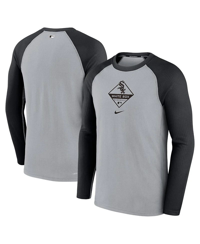 Men's Nike Gray, Black Chicago White Sox Game Authentic Collection Performance Raglan Long Sleeve T-shirt
