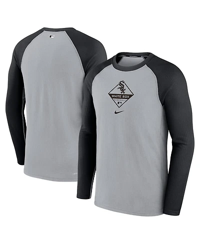 Men's Nike Gray, Black Chicago White Sox Game Authentic Collection Performance Raglan Long Sleeve T-shirt