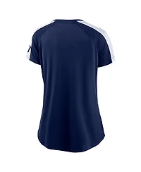 Women's Fanatics Navy, White New York Yankees True Classic League Diva Pinstripe Raglan V-Neck T-shirt